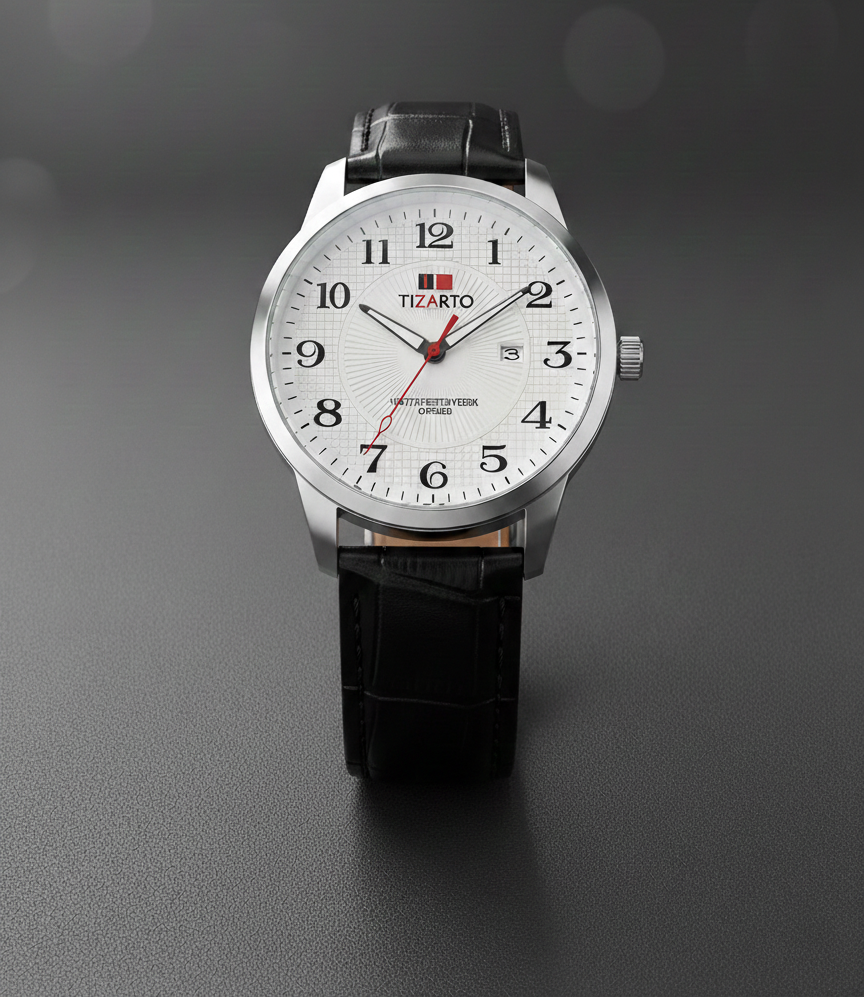 ساعة رجالي Ticarto  يد جلد بالتاريخ